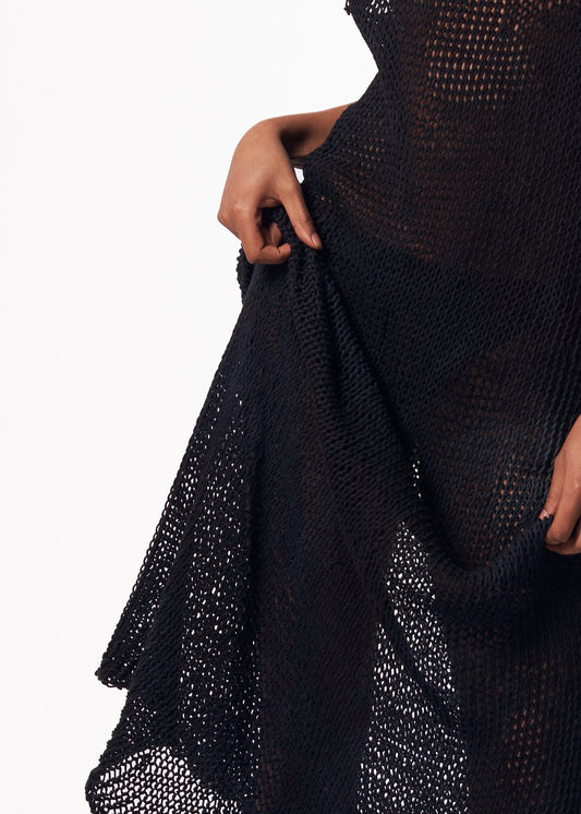 Black Long Crochet Dress