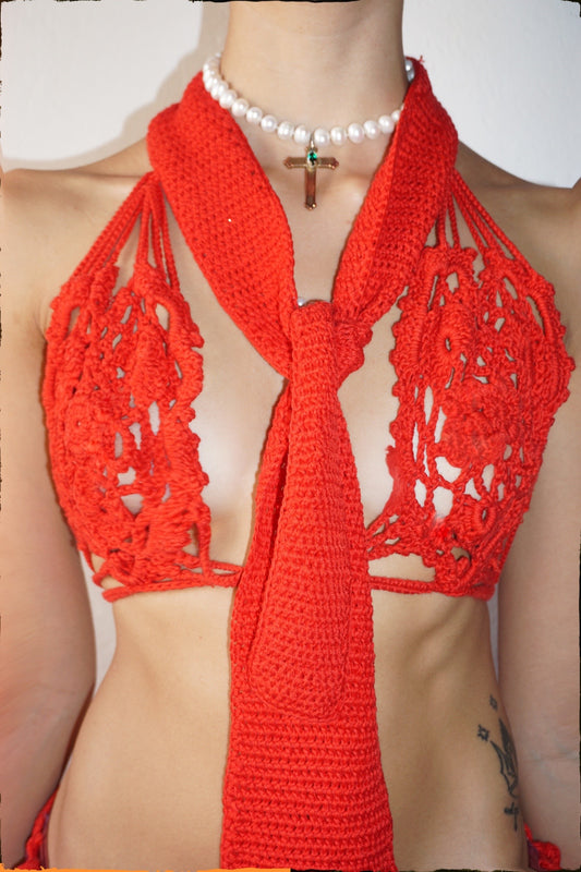 Red Crochet Tie
